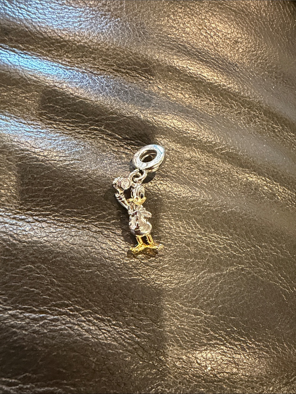 Two-Tone Dangle Charm Bracelet Pendant in Silver and Gold